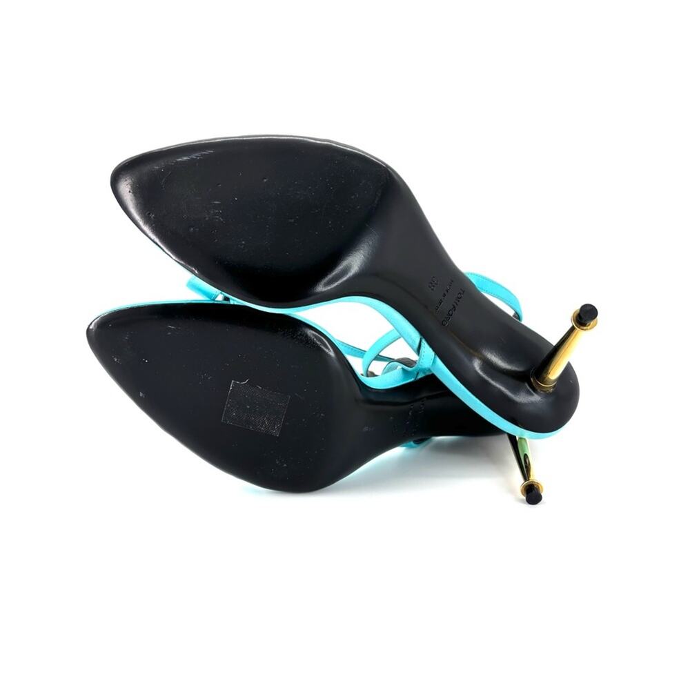 Tom Ford Padlock and Key Aqua Strappy Pointed Toe Heeled Sandals 38 - Picture 7 of 8